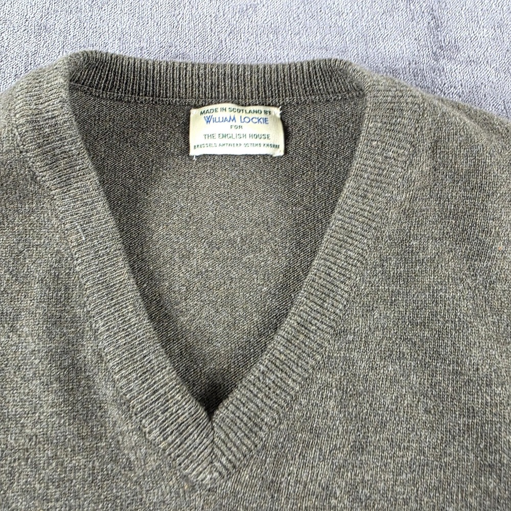 William Lockie Sweater Mens 48 XL Green V Neck Super Geelong Lambswool Scotland - Picture 6 of 10